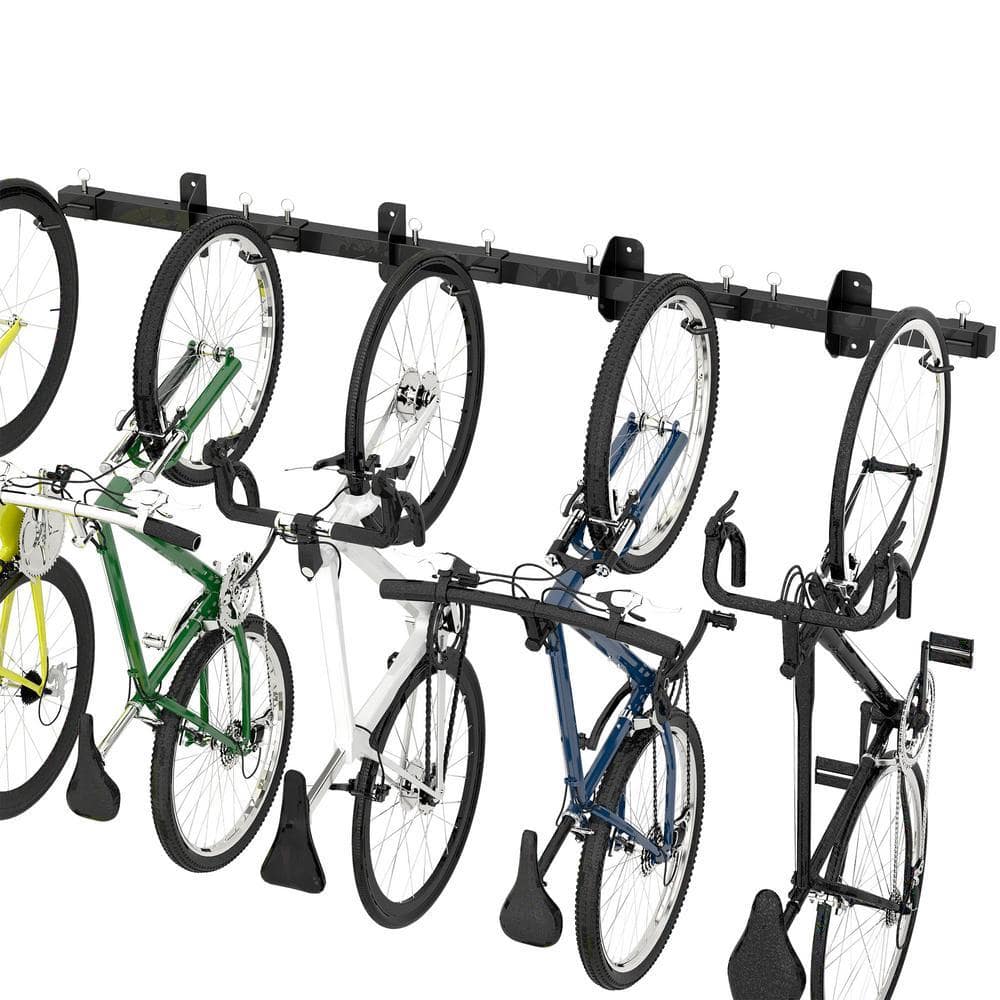 Indoor Bike Racking Sttoraboks 68 in. Wall Mount Bike Rack Bicycle Storage Hanger with 5 ...