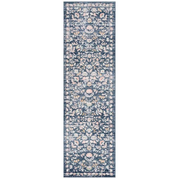 Crestwood Navy 2 ft. x 8 ft. Oriental Indoor Area Rug