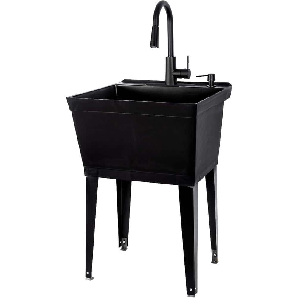 Aoibox 19 Gallon Black Laundry Utility Sink with High Arc Faucet