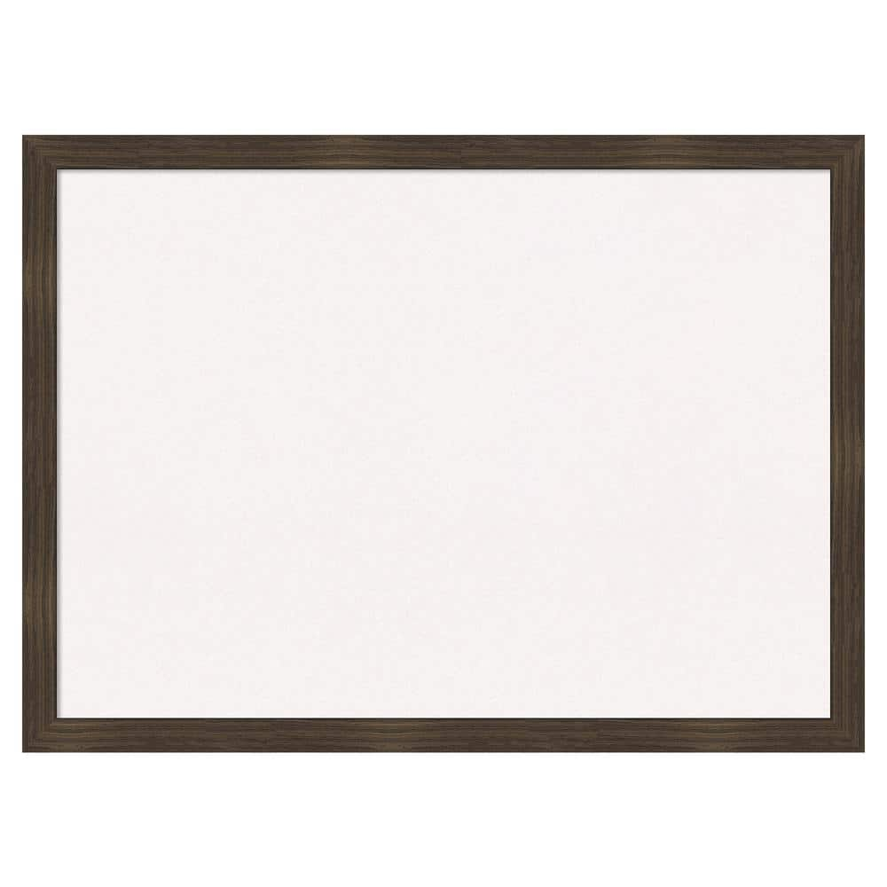 Amanti Art Woodgrain Stripe Chocolate Wood White Corkboard 30 in. x 22 ...