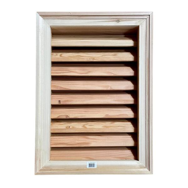 Al's Millworks 16 in. x 24 in. Rectangular Wood Built-in Screen Gable Louver Vent W/ Brickmould trim