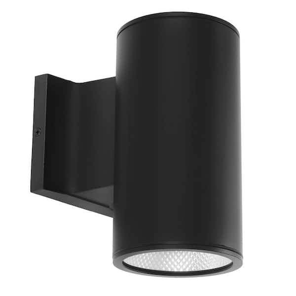 Black LED Outdoor Wall Cylinder Light with Dusk to Dawn Sensor