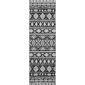 Madlyn Tribal Machine Washable Charcoal 2 ft. 6 in. x 8 ft. Indoor Runner Runner Rug