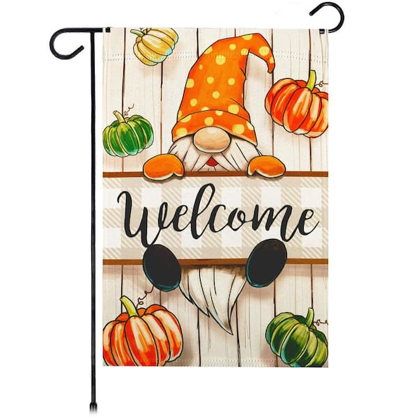 G128 1 ft. x 1.5 ft. Polyester Autumn Welcome Gnome 2-Sided Garden Flag Printed Blockout