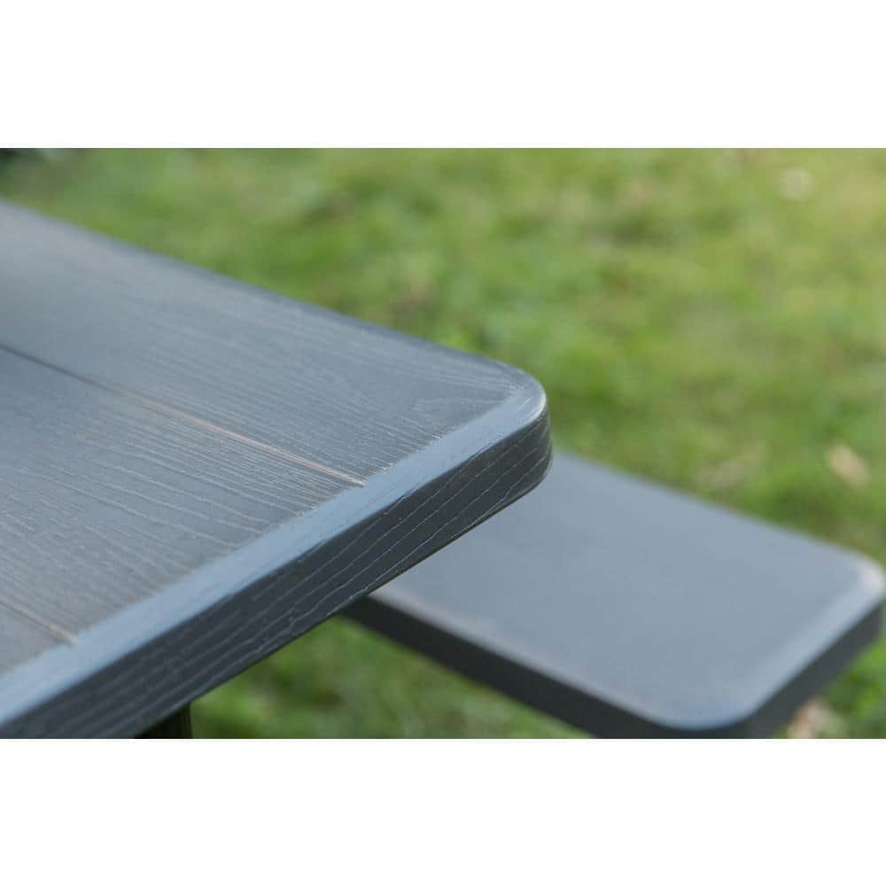 Gray Foldable Plastic and Steel Outdoor Picnic Table Set