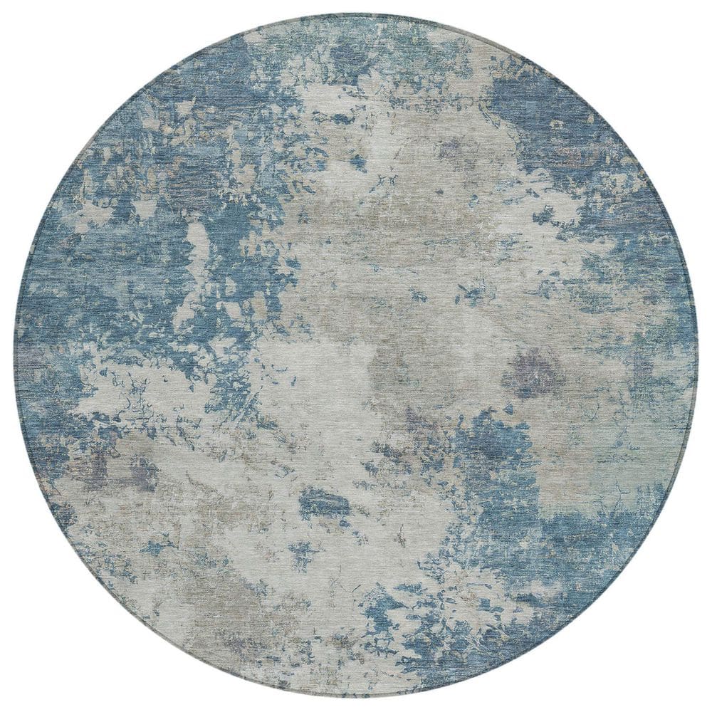 Chantille Machine Washable Indoor/Outdoor Abstract ACN2363 Denim 8 ft. x 8 ft. Round Rug price history on PriceWatchPro