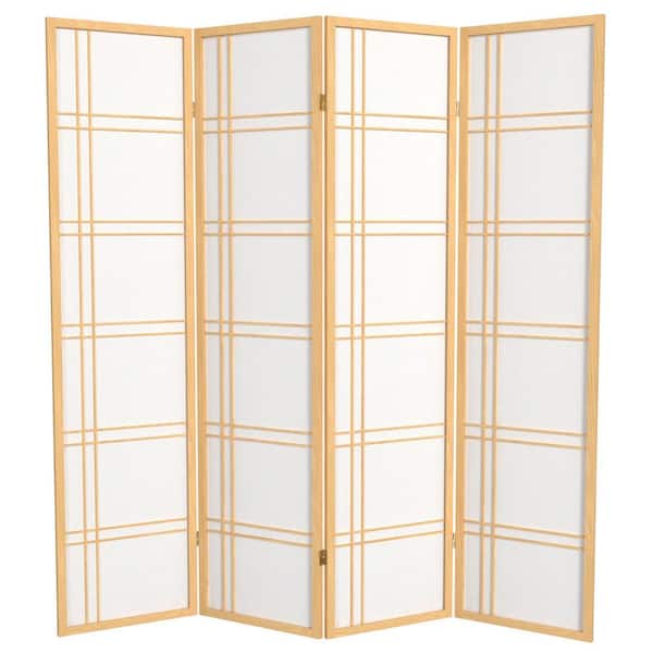 Oriental Furniture 6 ft. Natural 4-Panel Room Divider