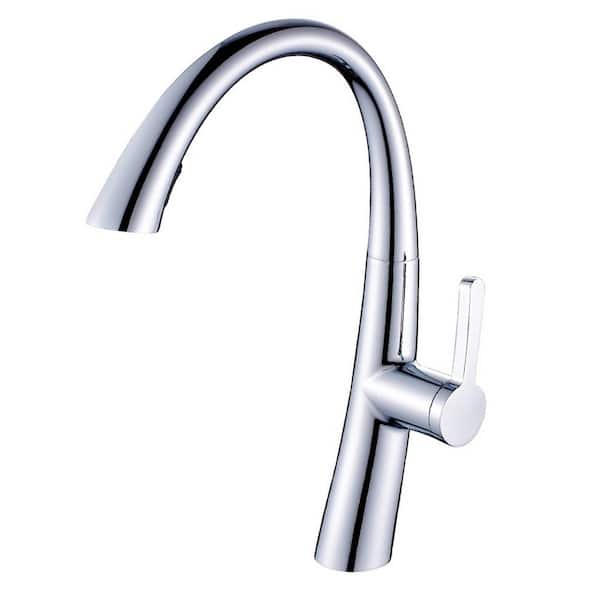 AIMADI Single Handle Pull Down Sprayer Kitchen Faucet with Advanced Spray 1-Hole Brass Kitchen Sink Taps in Polished Chrome