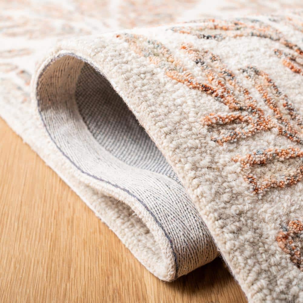 Ivory and Brown Hand-Tufted Wool Runner Rug