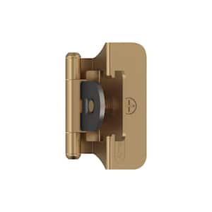 Champagne Bronze 1/4 in. (6 mm) Overlay Double Demountable, Cabinet Hinge (2-Pack)