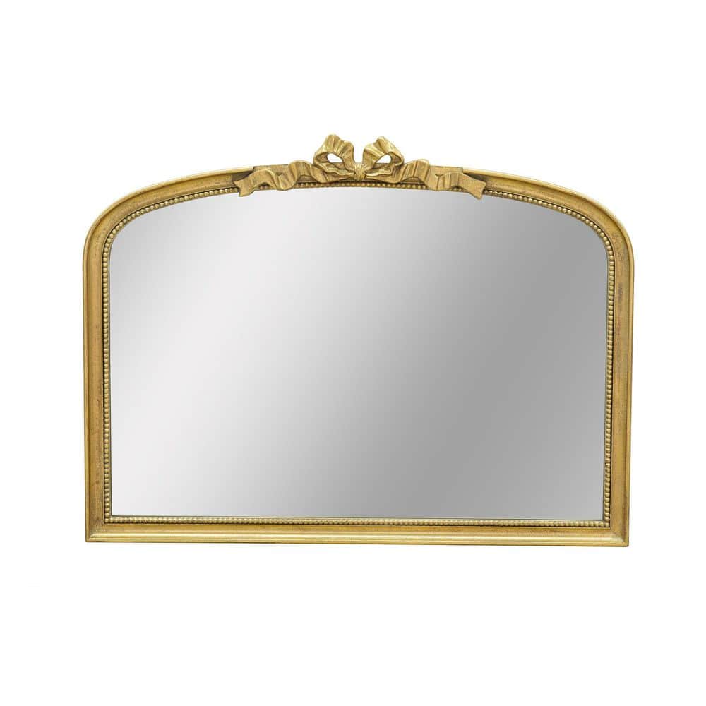 Baroque Style Gold 40 in. W x 30 in. H Arch MDF Mirror, Wall Decor for Home