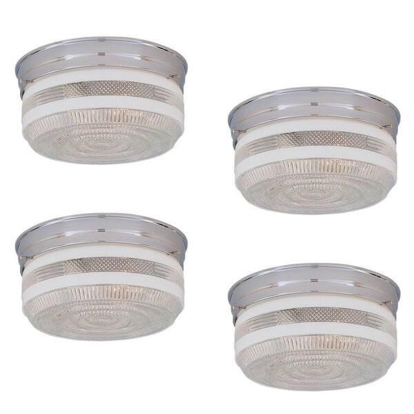 Cordelia Lighting 2-Light Chrome Flushmount with Clear Textured Shade (4-Pack)