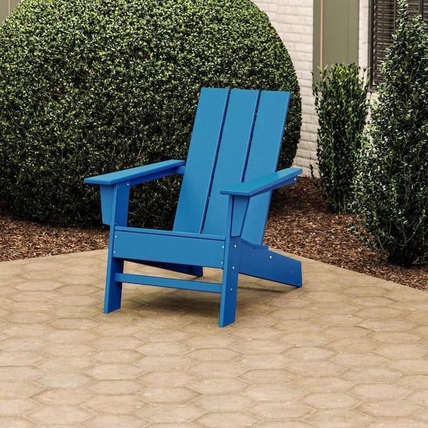 POLYWOOD Grant Park Pacific Blue HDPE Plastic Modern Adirondack Outdoor Chair