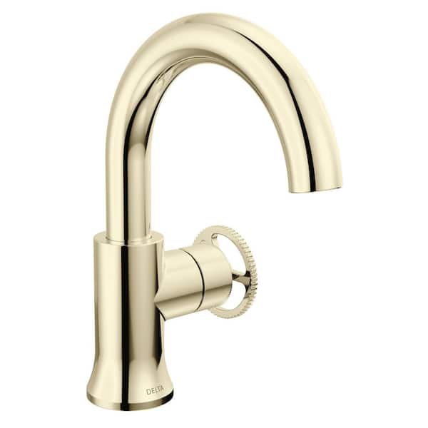 Delta Trinsic Wheel Single-Handle High Arc Single-Hole Bathroom Faucet in Polished Nickel