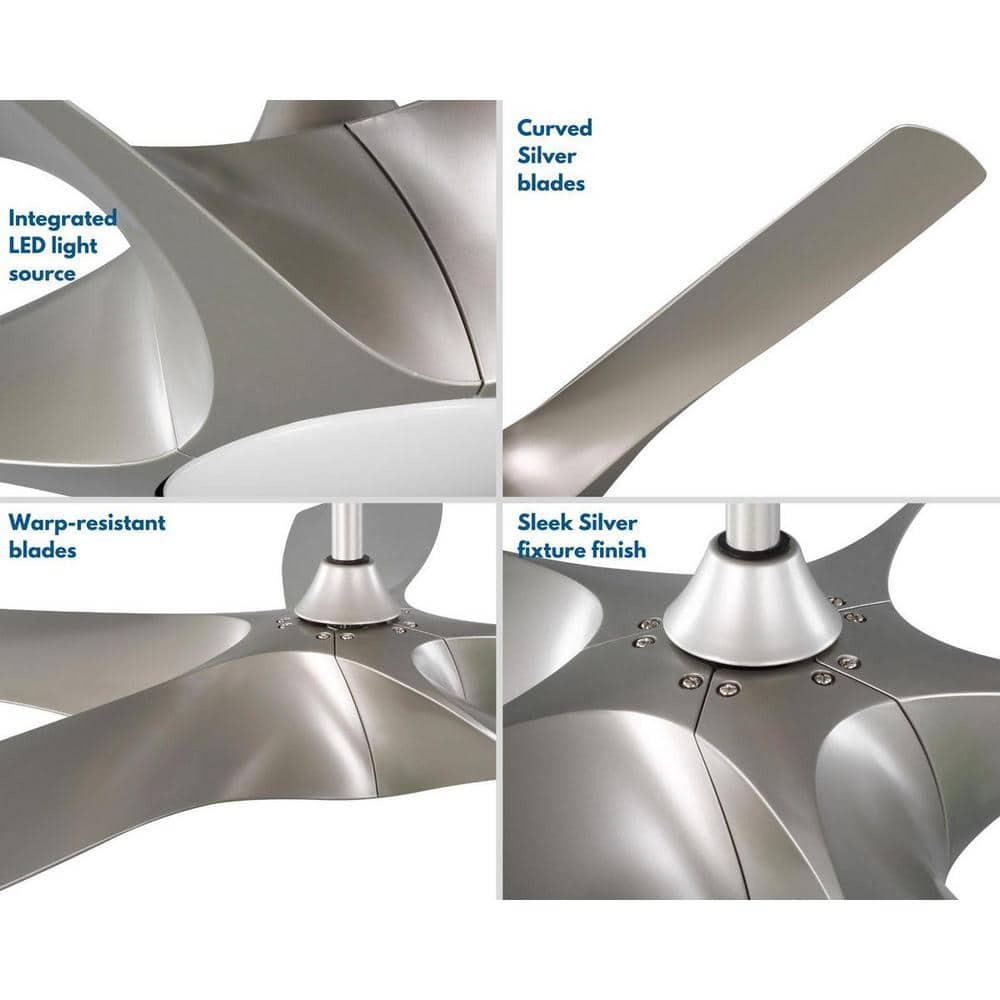 60-Inch Nickel Smart Ceiling Fan with LED Light and Remote