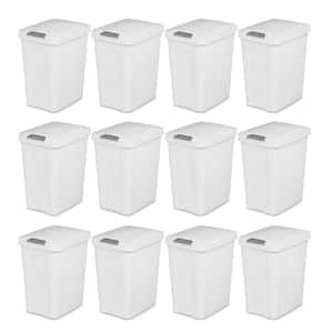7.5 Gal. White Touch-Top Wastebasket Plastic Household Trash Can with Titanium Latch (12-Pack)