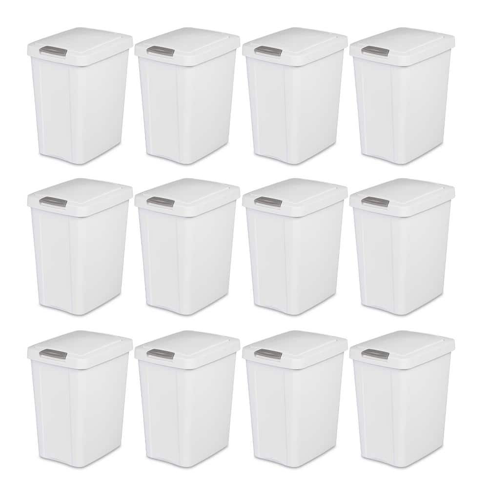 Sterilite 7.5 Gal. White Touch-Top Wastebasket Plastic Household