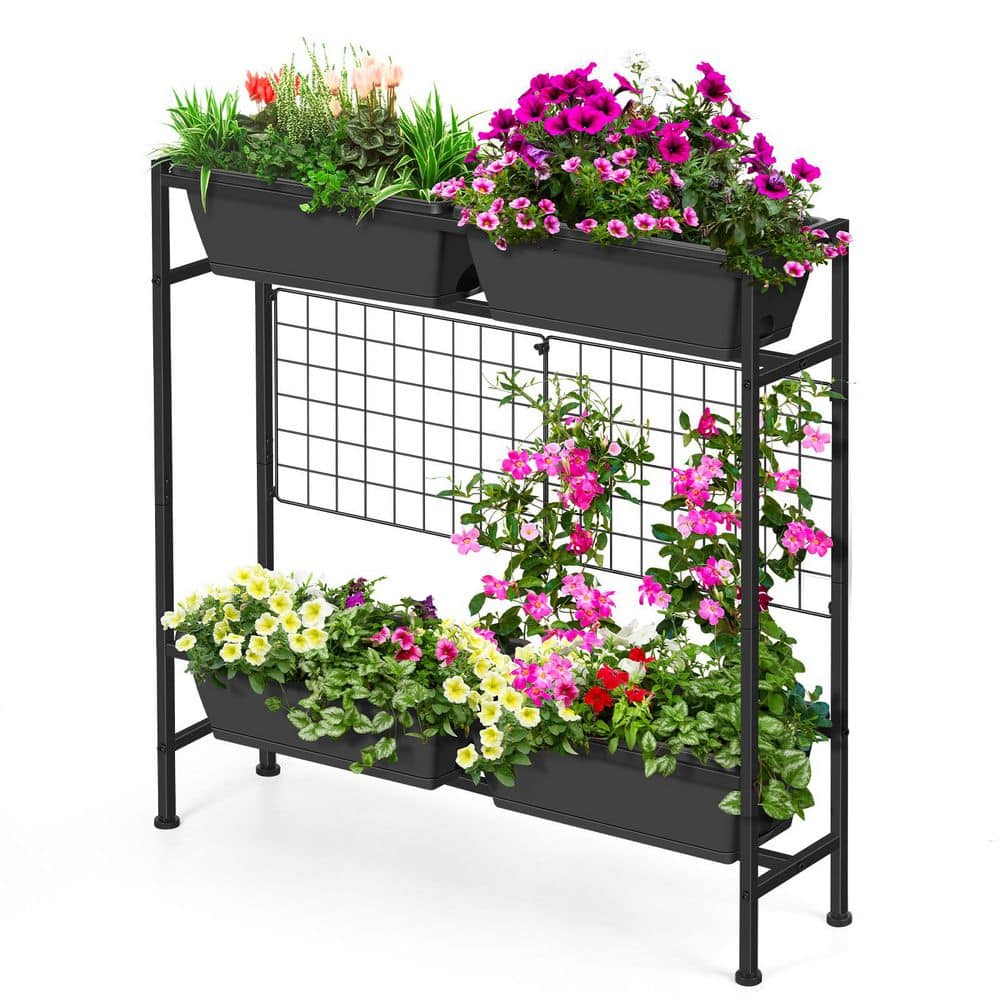 32. 4in, x 7. 2in. Gray Plastic Pot and Metal Rack Vertical Garden Planter Standing Flower Beds for Gardening price history on PriceWatchPro