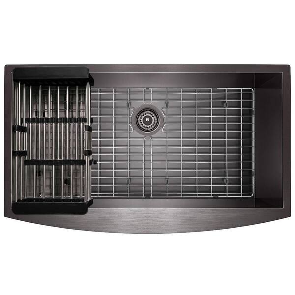 All-in-One 33 in. Camden Stainless Steel Single Bowl Farmhouse Kitchen Sink with Pull Down Faucet in Stainless Steel All-in-One 33 in. Camden Stainless Steel Single Bowl Farmhouse Kitchen Sink with Pull Down Faucet in Stainless Steel