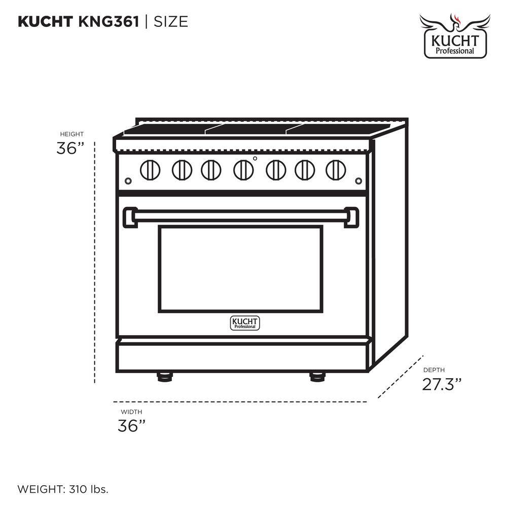 Kucht 36" Stainless Steel Natural Gas Range with Convection Oven