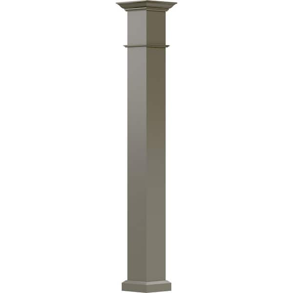 AFCO 8' x 7-1/4" Endura-Aluminum Wellington Column, Square Shaft (Load-Bearing 20,000 lbs), Non-Tapered, Clay