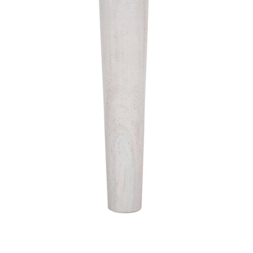 Elegant Round 21" Wood & Stone Side Table in White Wash