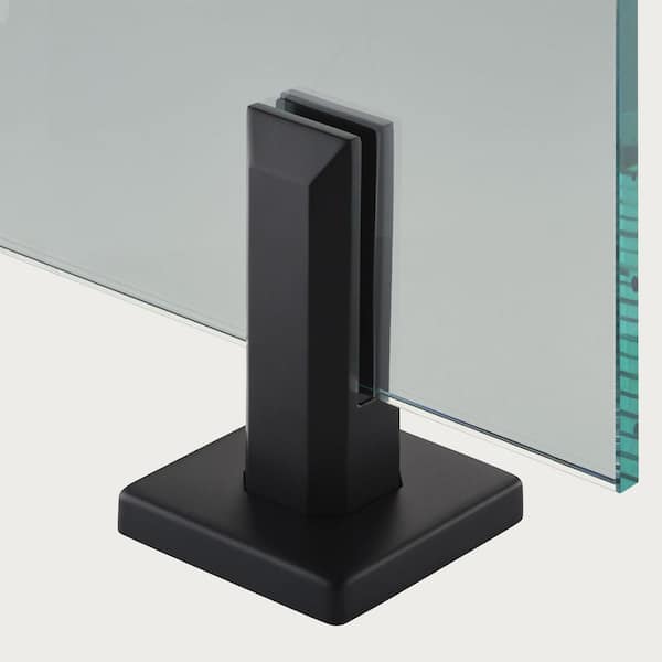 3.8 in. x 3.8 in. x 6.3 in. Black Stainless Steel Square Baseplate Glass Railing Spigot for 1/2 in. Glass Thickness