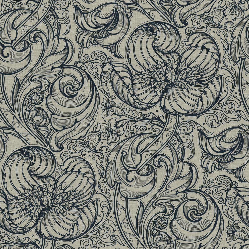 Llewelyn-Bowen Off The Wall Blue Floral Down the Dilly Matte Finish Non-Pas