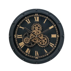 Black/Gold Analog Iron Wall Clock