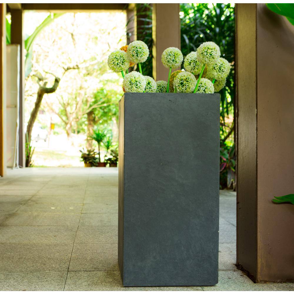 Charcoal Concrete Tall Square Planter for Indoor/Outdoor Use