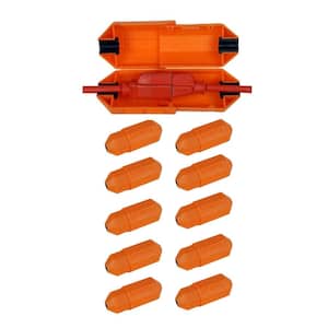 Extension Cord Plug Protector & Safety Cover Water-Resistant Outdoor Prevent Tripping Keep Cord Connected Orange 10-Pack
