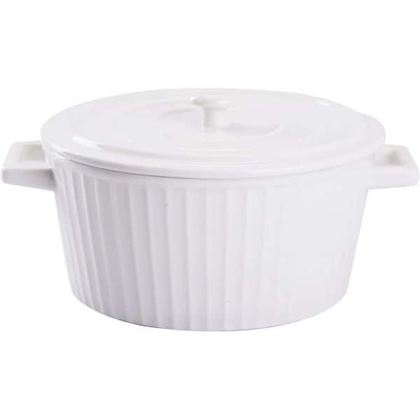 Colorful Glazed 1 qt. Oval Ceramic Casserole Dish with Lid Oven Safe Bakeware for Baking and Serving