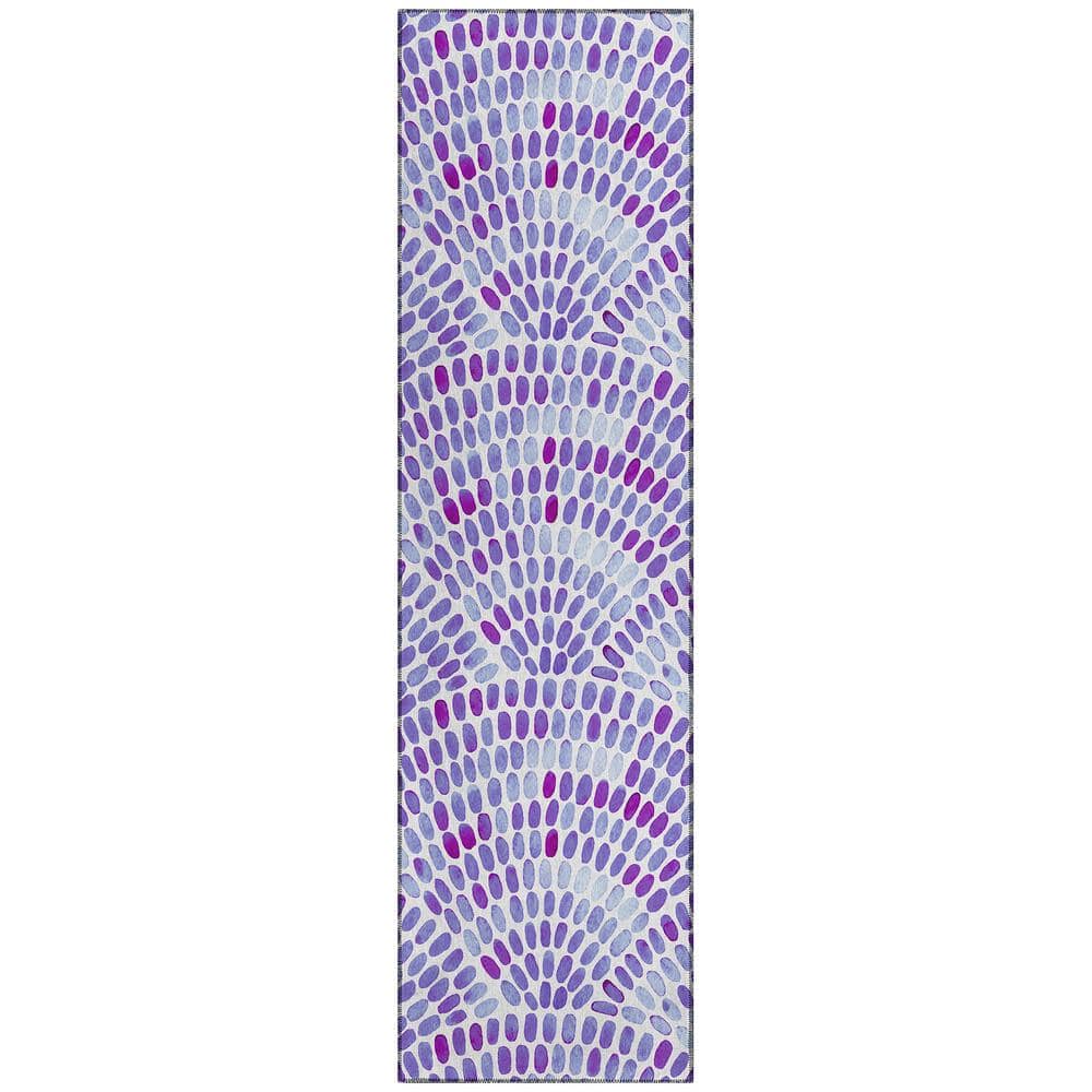 Surfside 2 ft. 3 in. x 7 ft. 6 in. Purple Geometric Indoor/Outdoor Area Rug