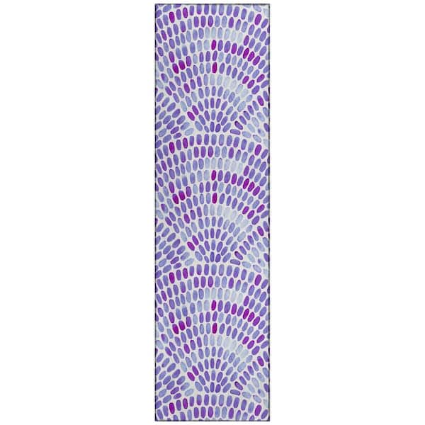 Addison Rugs Surfside 2 ft. 3 in. x 7 ft. 6 in. Purple Geometric Indoor/Outdoor Area Rug