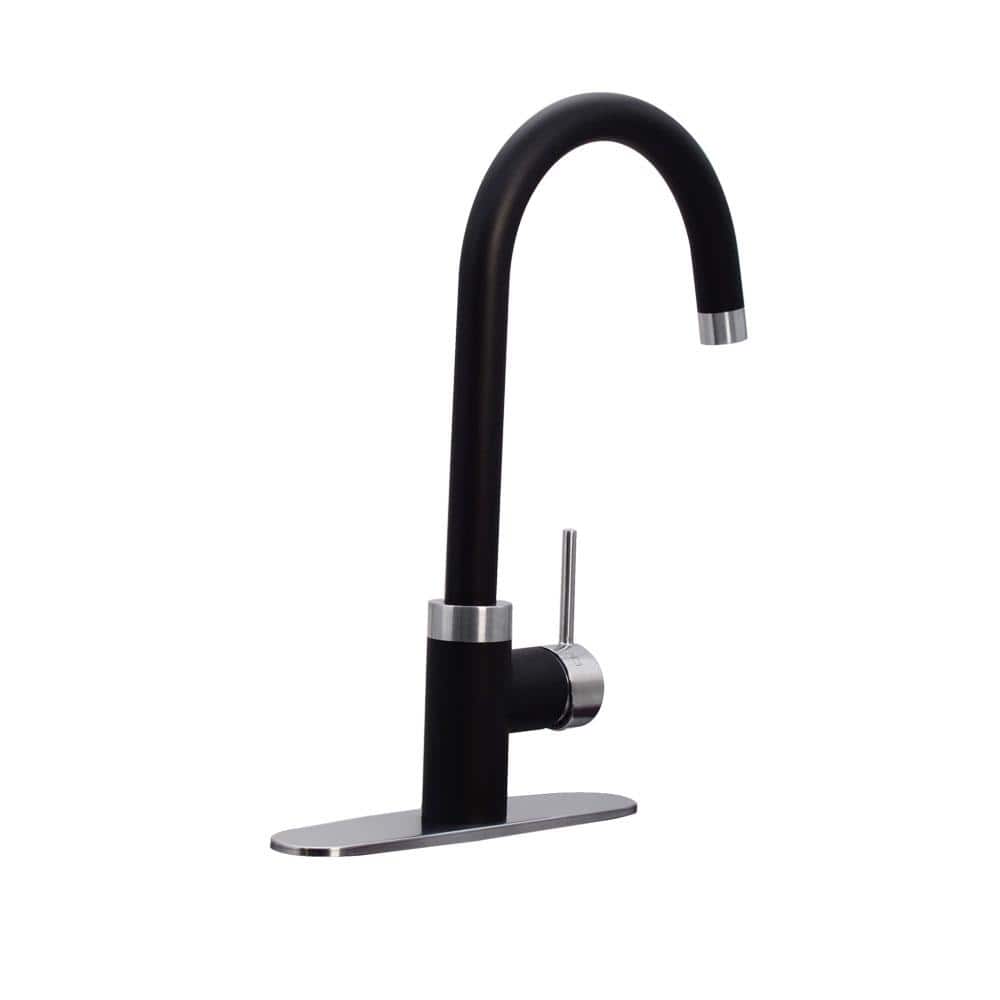 Matte Black and Stainless Steel 3-in-1 Kitchen Faucet with Instant Hot Water Tank