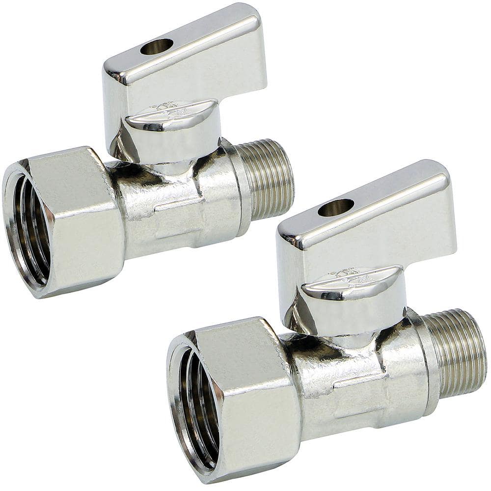 1/2 in. FIP x 3/8 in. OD COMP Quarter Turn Straight Compact Supply Stop valve Lead Free Chrome Plated Brass 2 Pack price history on PriceWatchPro