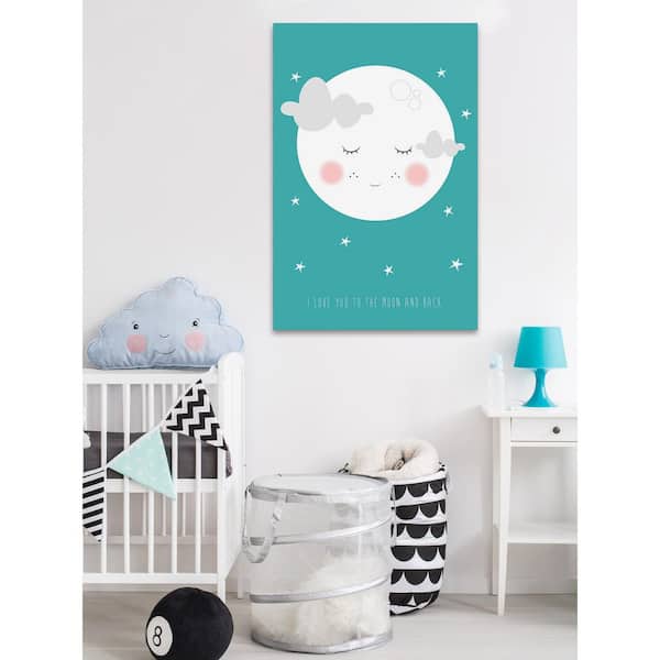 Unbranded 24 in. H x 16 in. W "Circle Face Moon" by Karen Zukowski Printed Canvas Wall Art