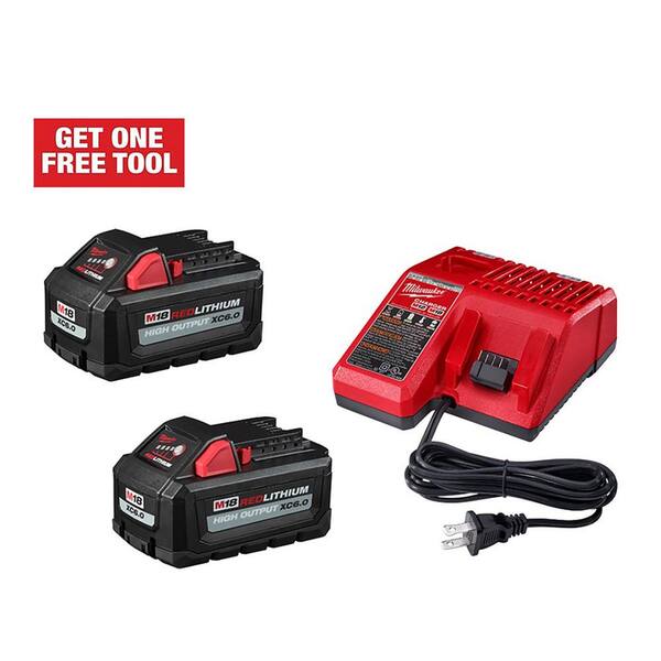 Milwaukee M18 18-Volt Lithium-Ion High Output Starter Kit with Two 6.0 Ah Battery and Charger