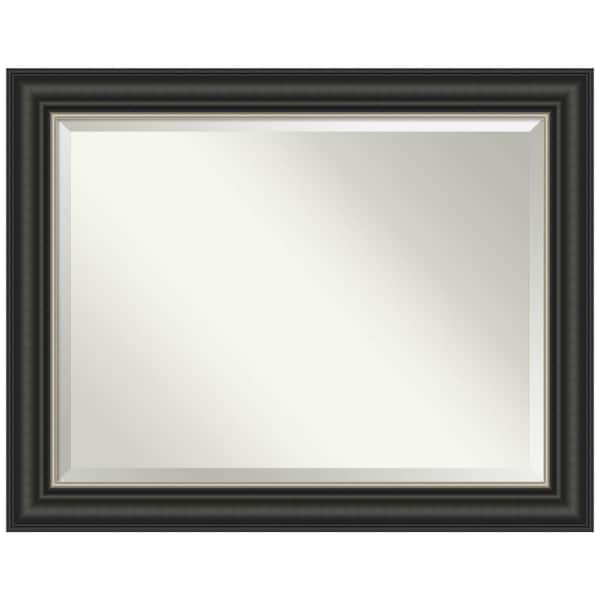 Amanti Art Ballroom Black Silver 47.5 in. x 37.5 in. Beveled Modern Rectangle Framed Bathroom Wall Mirror in Black
