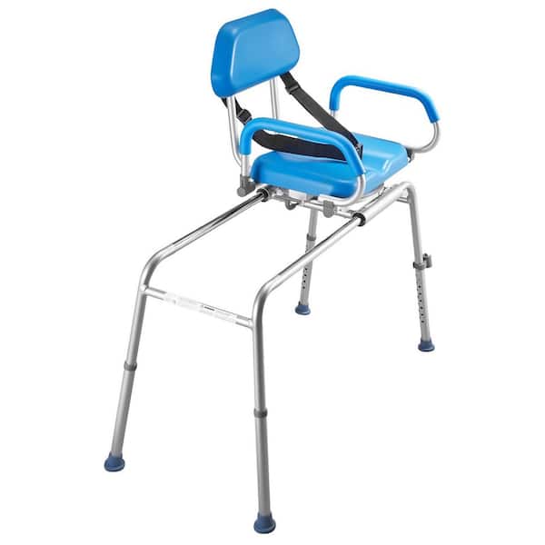 Sliding Shower Chair, 21.7 in. W Freestanding Height Adjustable Sliding Shower Seat in Stainless Steel with Backrest