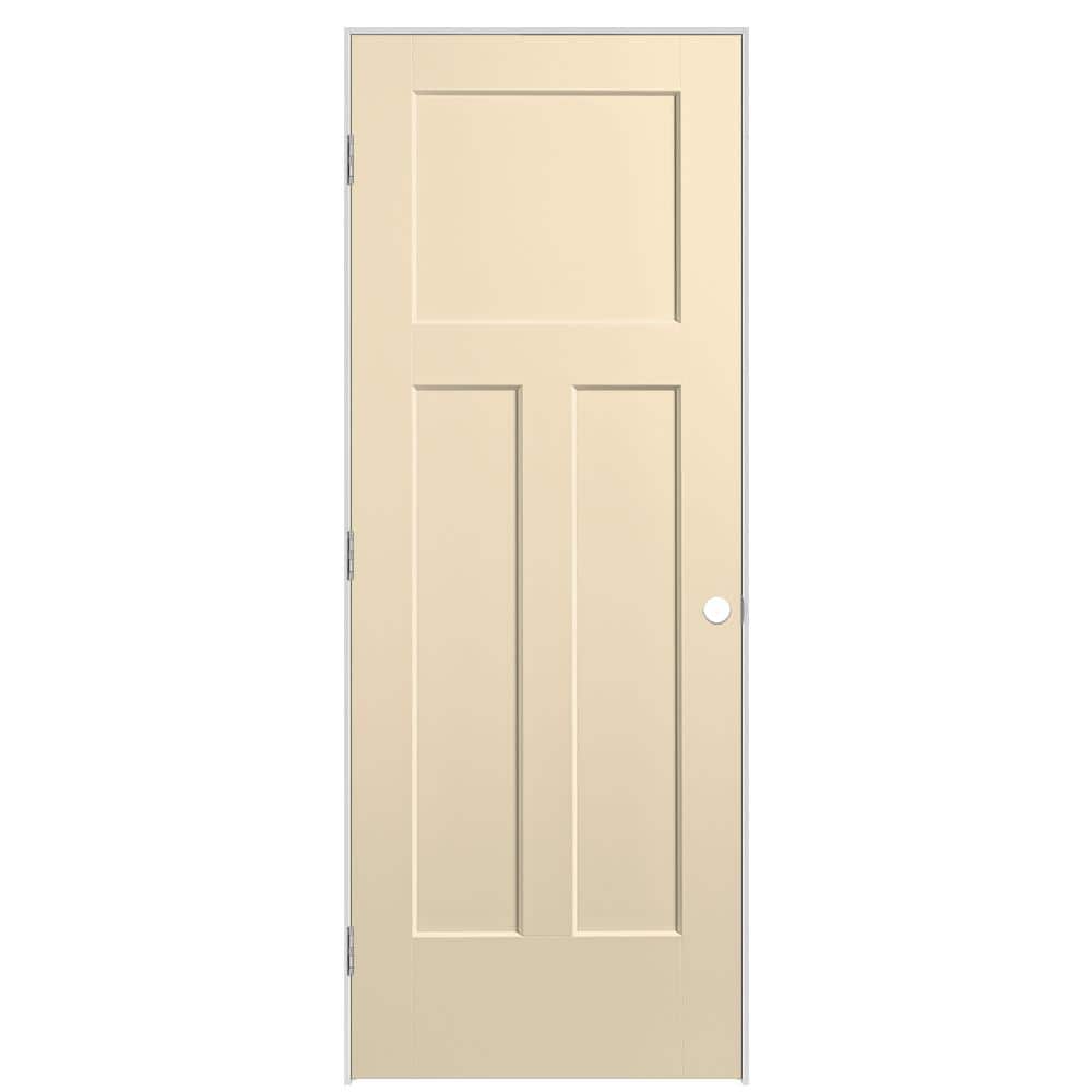 30 in. x 80 in. 3-Panel Winslow Right-Hand Solid Core Golden Haystack Molded Composite Single Prehung Interior Door