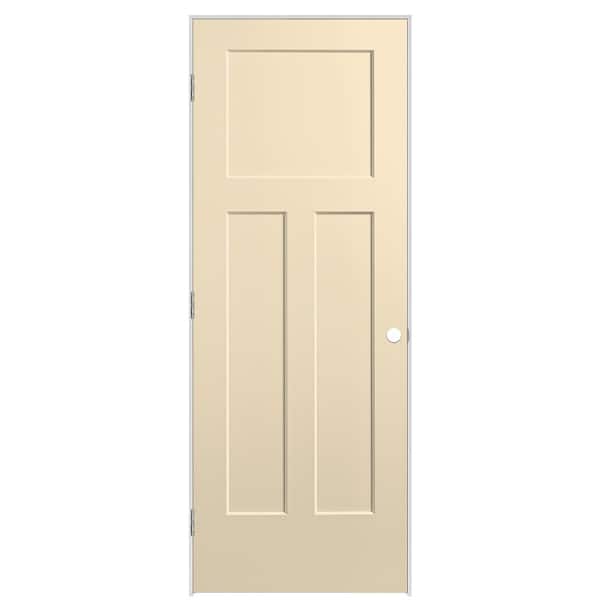 Masonite 30 in. x 80 in. 3-Panel Winslow Right-Hand Solid Core Golden Haystack Molded Composite Single Prehung Interior Door