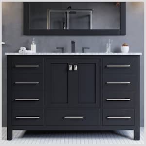 Aberdeen 42 in. W x 22 in. D x 34 in. H Single Bath Vanity in Espresso with White Carrara Marble Top with White Sink