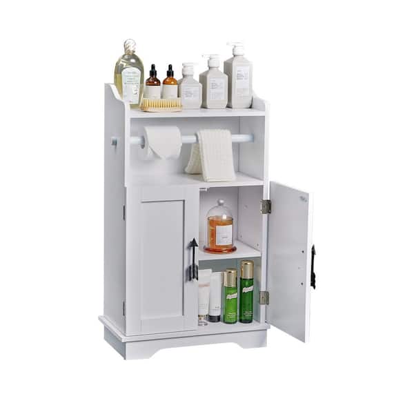 Peatuk Removeable Rodod Cabinet 9.45 in. W x 31.5 in. H x 18.9 in. D Wood Rectangular Shelf in White Bathroom Storage Organizer