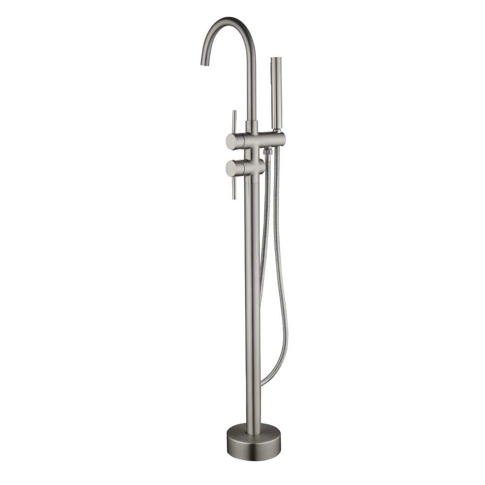 1-Handle Claw Foot Freestanding Tub Faucet with Hand Shower in Brushed Nickel price history on PriceWatchPro