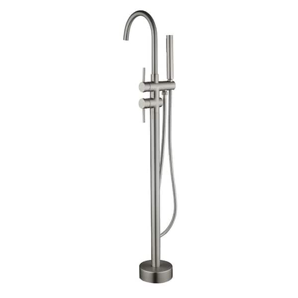 Zalerock 1-Handle Claw Foot Freestanding Tub Faucet with Hand Shower in Brushed Nickel