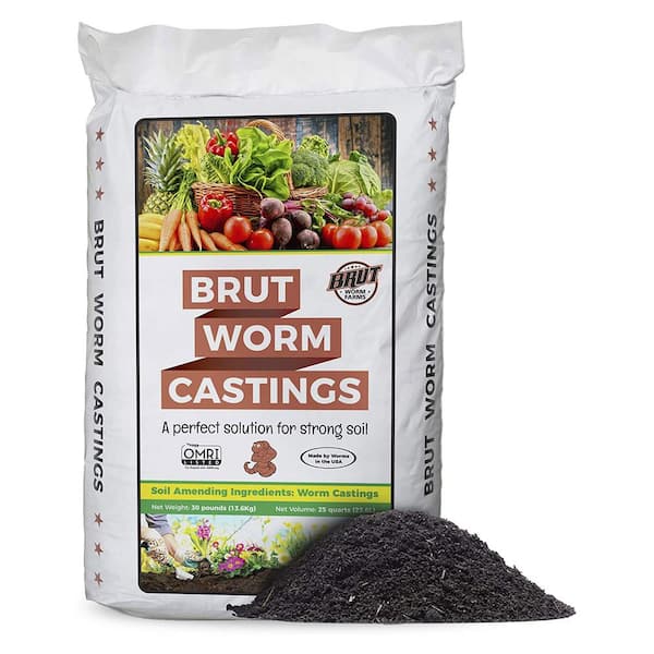 Brut Worm Farms All Natural Organic Worm 30 lb. Bag Castings Soil Builder