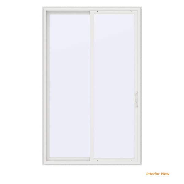 60 in. x 96 in. V-4500 Contemporary White Vinyl Left-Hand Full Lite Sliding Patio Door