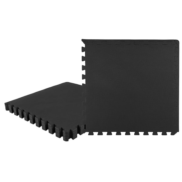 Black 24 in. x 24 in. x 0.375 in. Interlocking EVA Foam Floor Mat (6-Pack)