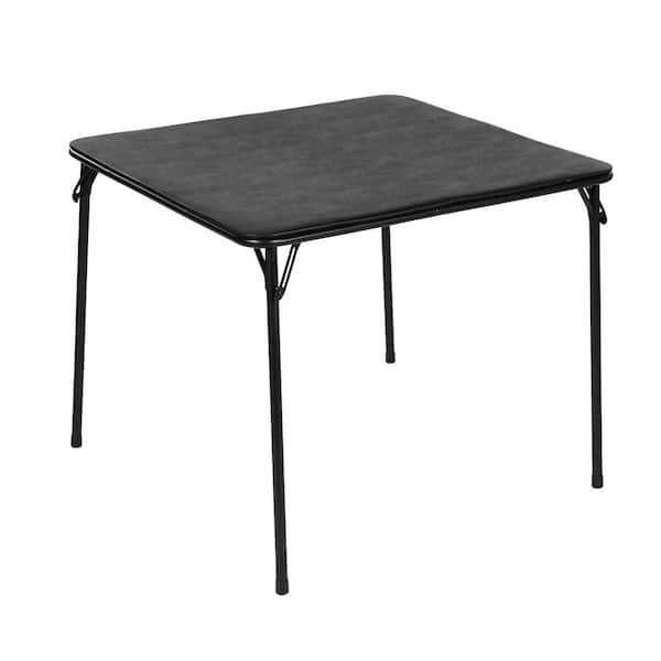 FERN Modern Square Black Plastic Tabletop Folding Table 33.5 in. 4 Legs Dining Table, No Assembly, Seats 4